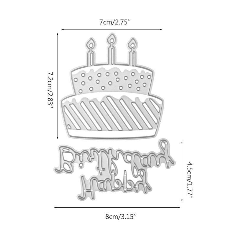 Happy Birthday Cake Metal Cutting Dies Stencil DIY Scrapbooking Album Paper Card