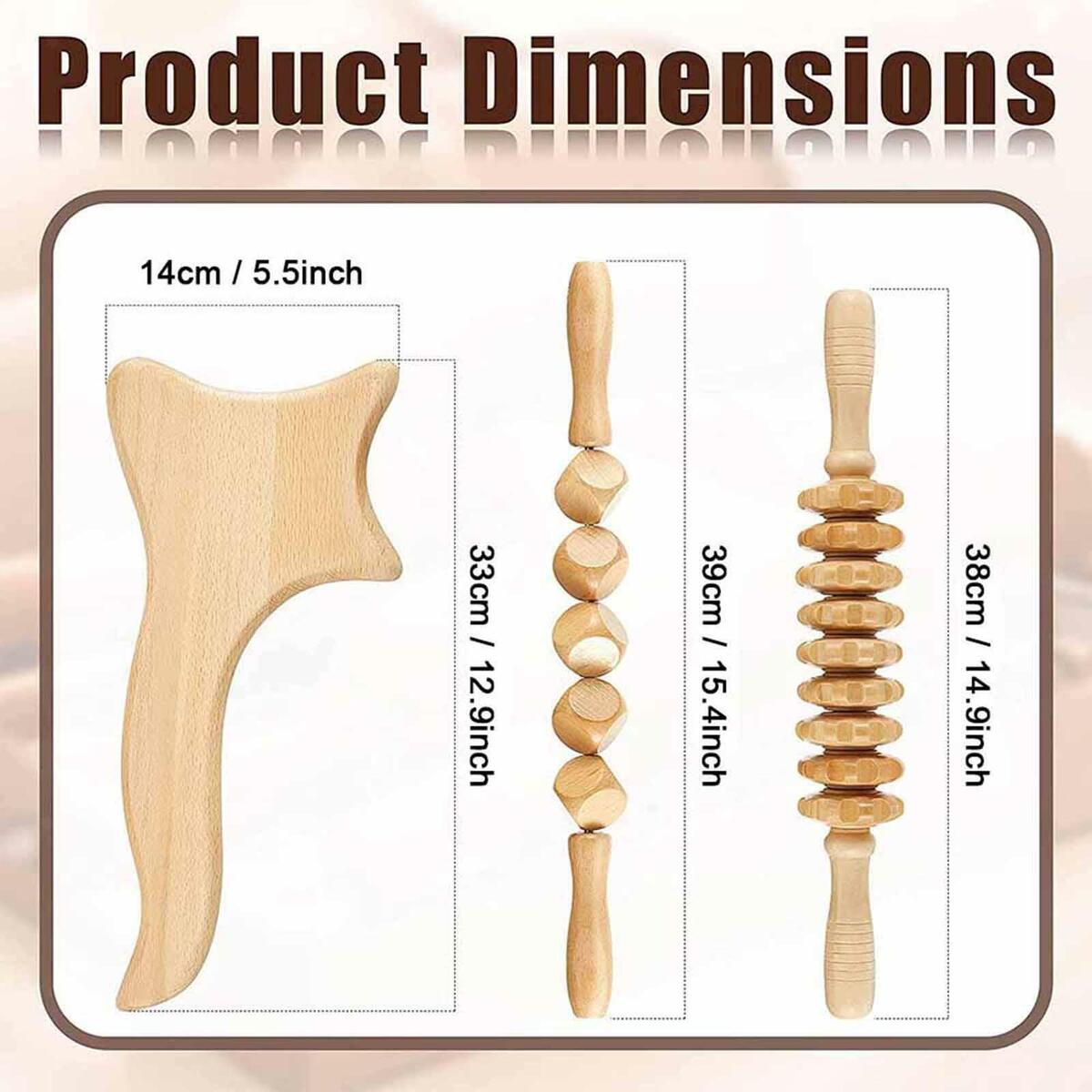 3Pcs Wooden Massage Tools  Roller Body  Sore Muscle