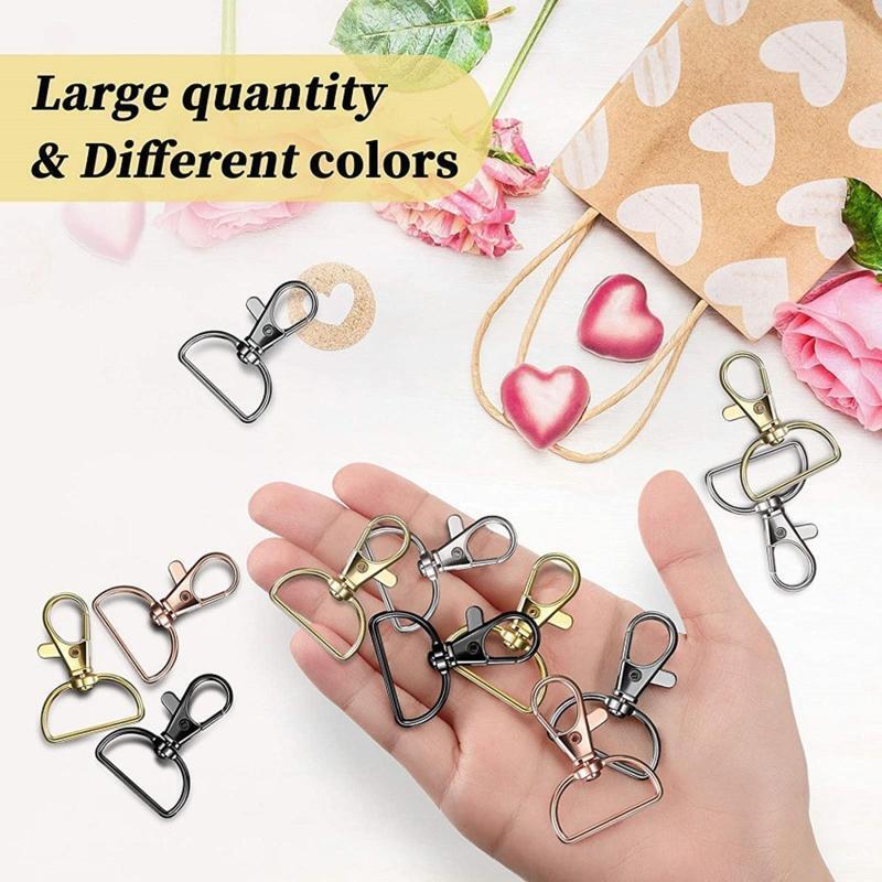 48Pieces Metal Hooks Clasp with D Ring for Keychain Purse Hardware Sewing Craft