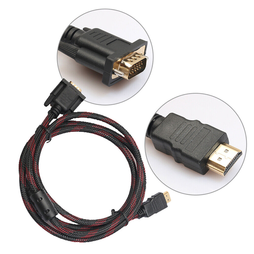 Full HD HDMI-compatible Male to 15 Pin VGA Connector Adapter Converter Cabl