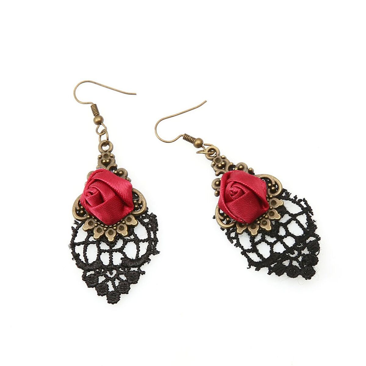 Gifts Black Lace Ear Studs Vampire Dangle Gothic Earrings Rose Jewelry