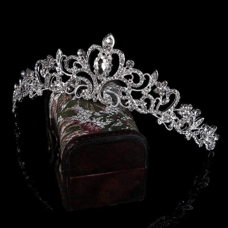 Bridal Princess Austrian Stunning Crystal Hair Tiara Wedding Crown Veil Headband