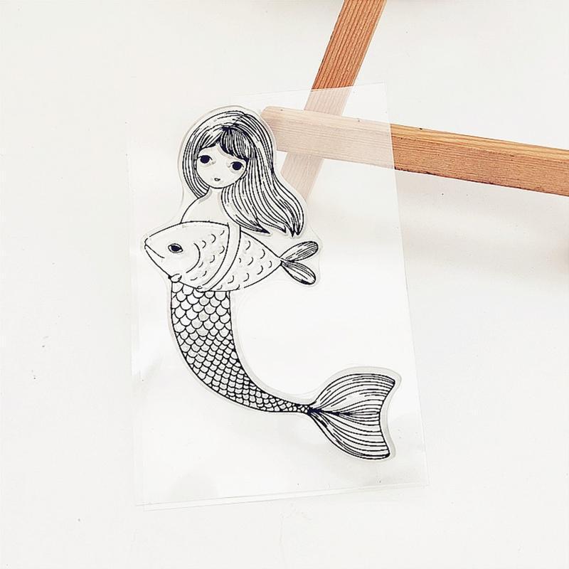 Fish Girl Silicone Clear Stamp DIY Seal Scrapbooking Embossing Photo Album Decor