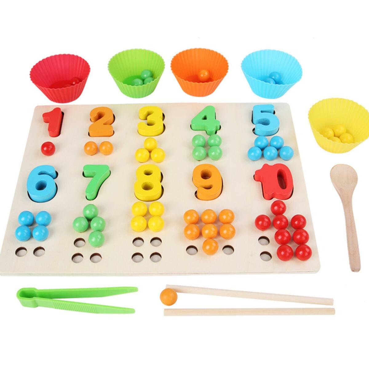 Wooden Board  Game Number Puzzle Educational Classified Training