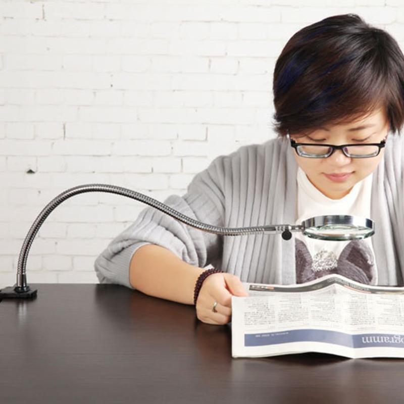 Magnifying Glass with Flexible Hose & Metal Clamp for Reading Hobby Soldering