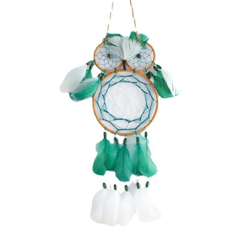 Boho Owl Dream Catcher Handmade Feather Dreamcatcher Hanging Home Wall Ornament
