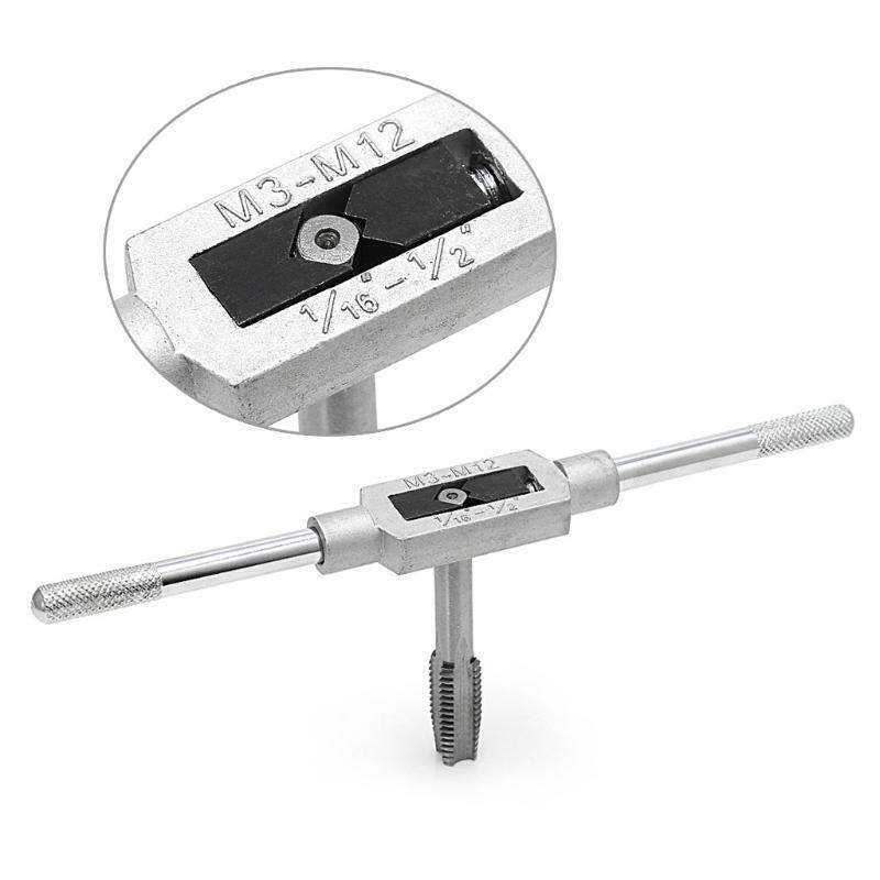 8 Pcs Hand Screw Thread Metric Plug Tap Set M3-M12 With Adjustable Tap Wrench