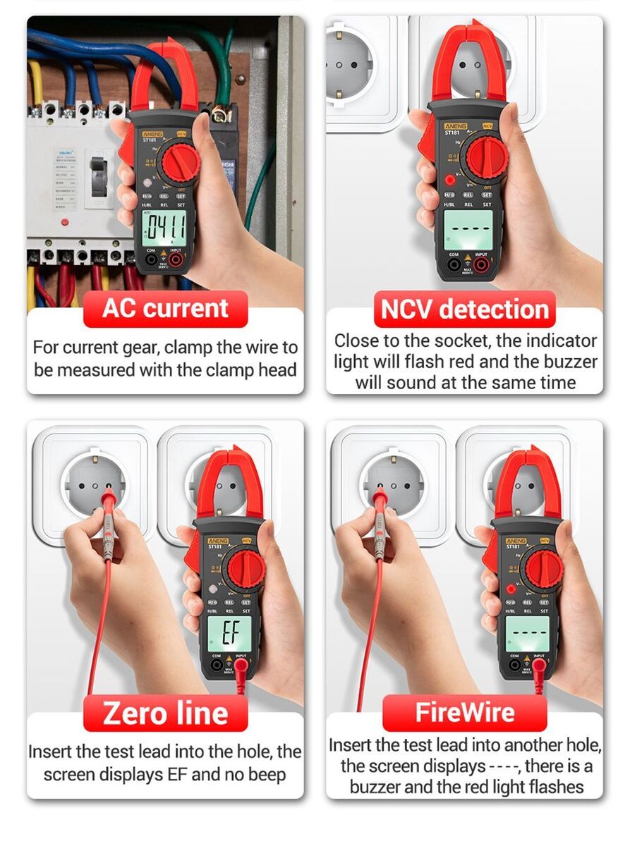 Ohm Test DC/AC Ammeter Digital Clamp Meter Smart Multimeter Voltage Tester