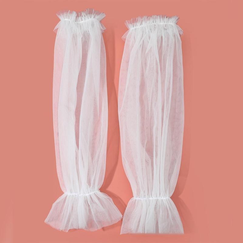 Lace Ruffle Cuff Sleeve Elasticity Elbow Lengths Stretch Party Gloves for Girl