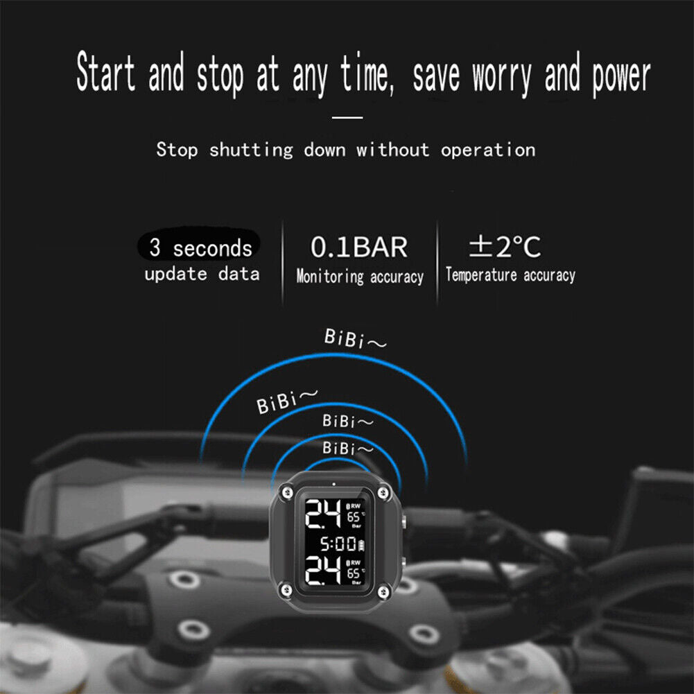 M5 Motorcycle Wireless Tire Pressure Monitoring Alarm with External Sensors