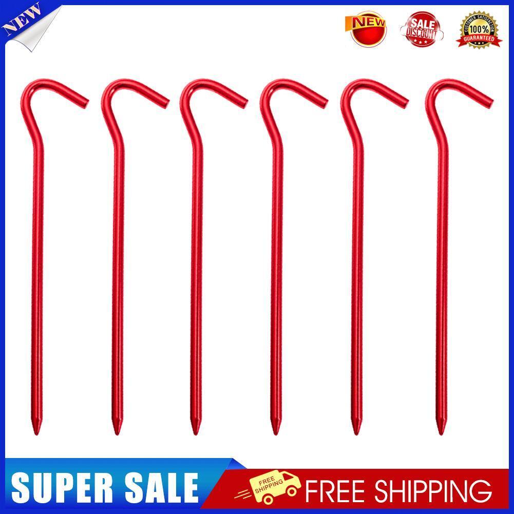6pcs Tent Nails 18cm Aluminium Stake Pegs Camping Fixed Ground Nail (Red)