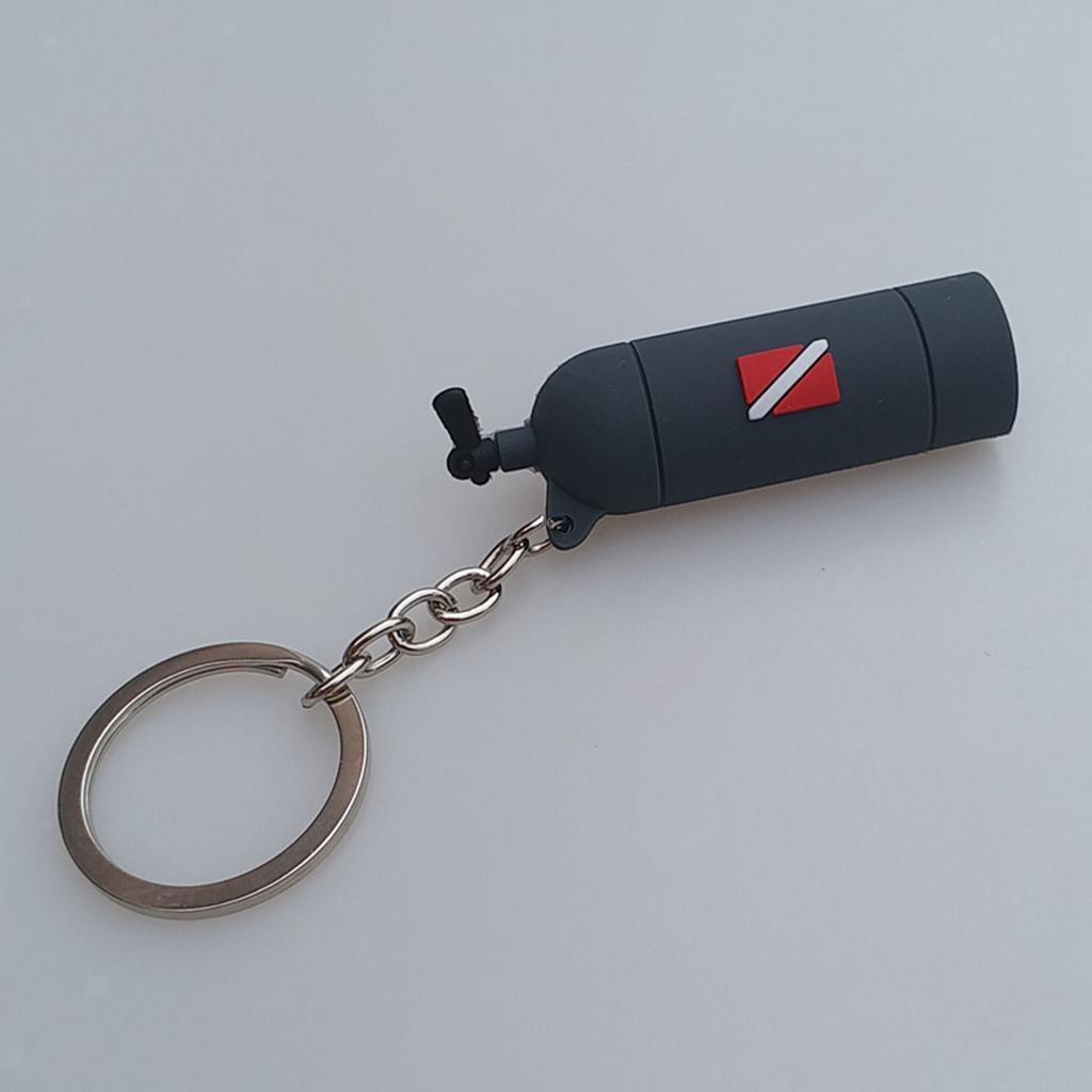 Novelty Mini Diving Tank Key Chain Holder Dive Flag Keyring Keychain Gray