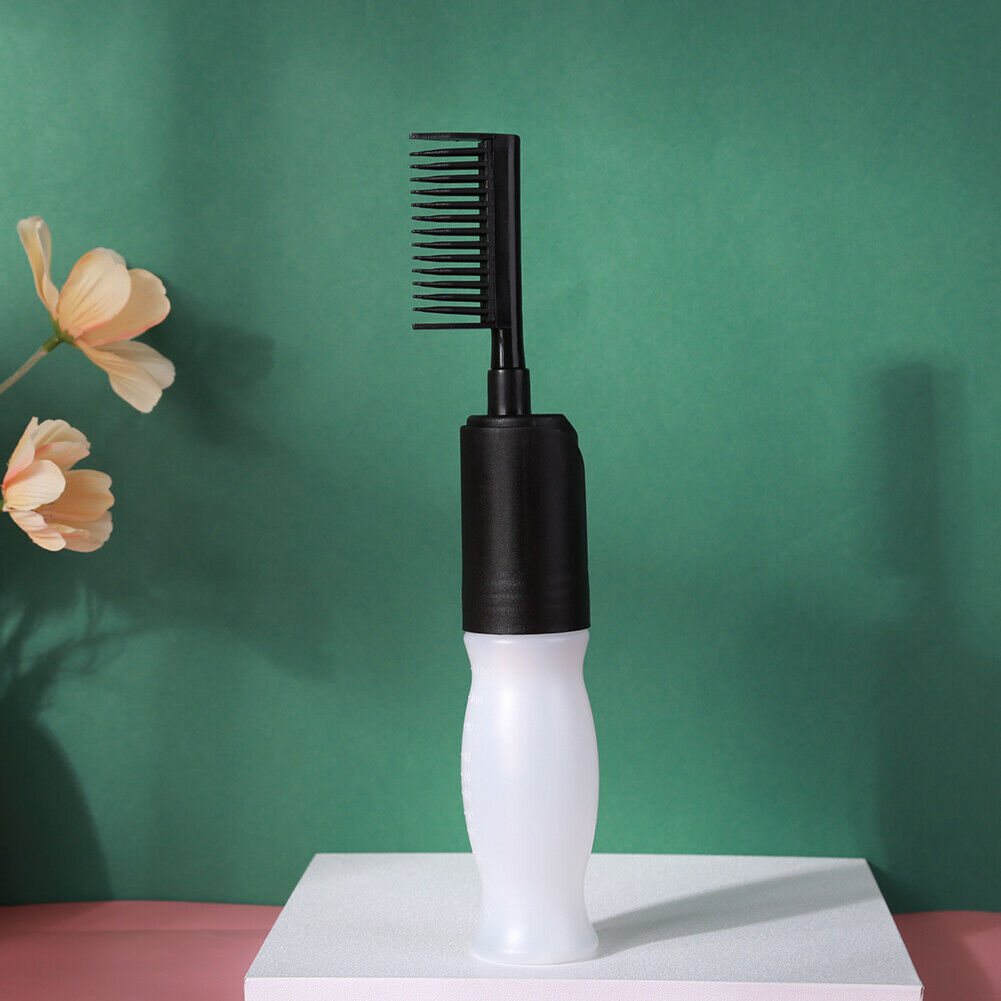 Hair Dye Bottle Comb Reusable Hair Coloring Applicator for Salon (Black)