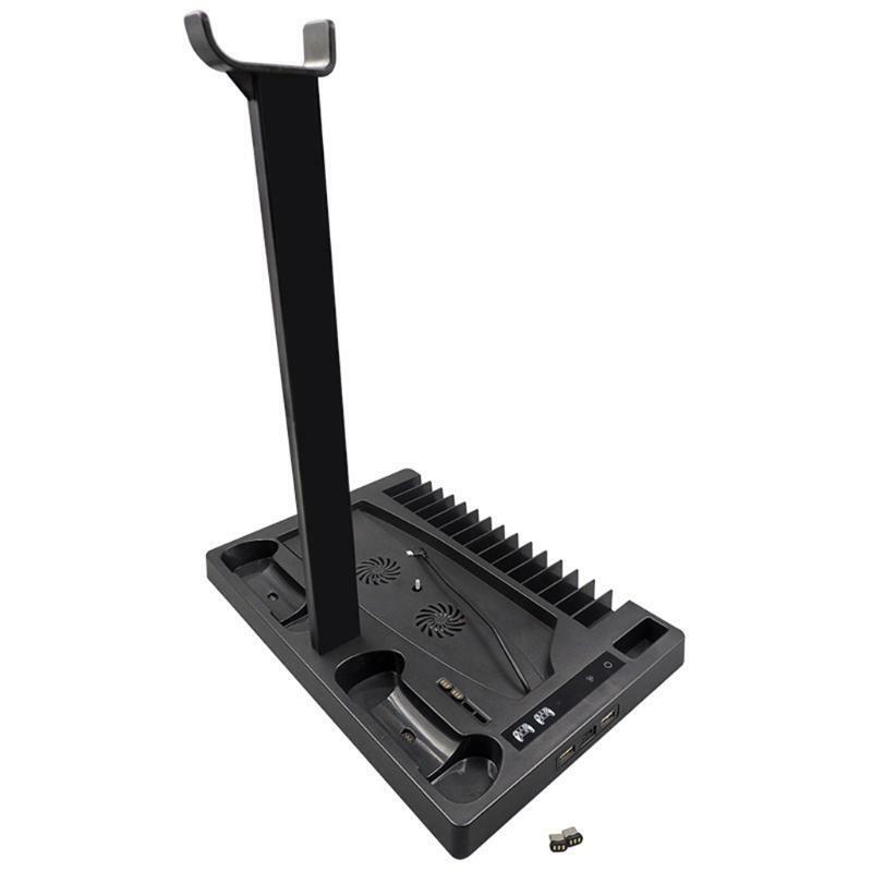Multifunctional Cooling Stand Base Fan Cooler for PS5 Host with Headset Rack