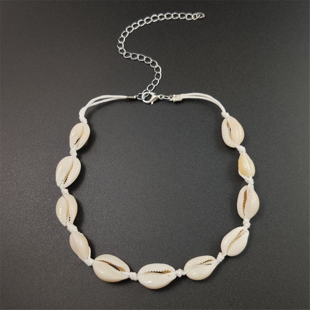 Beach Bohemia Women Choker Boho Natural Cowrie Shell Necklace Braided Handmade