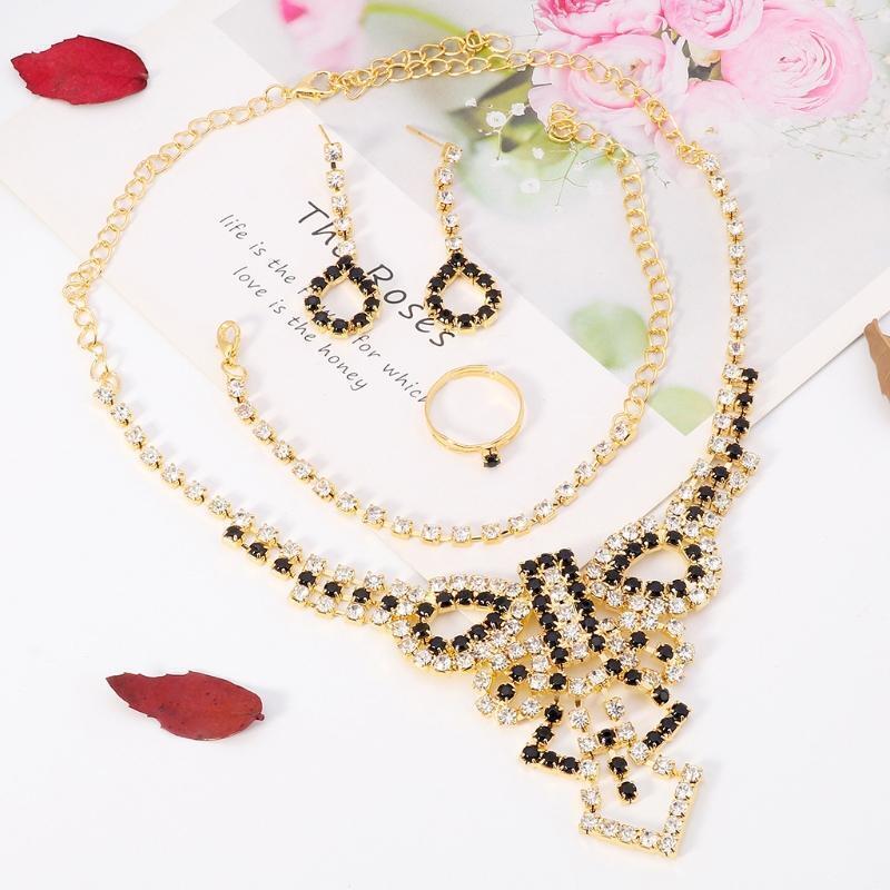 Women's Bridal Jewelry Set for Wedding Crystal Teardrop Pendant Necklace Earring