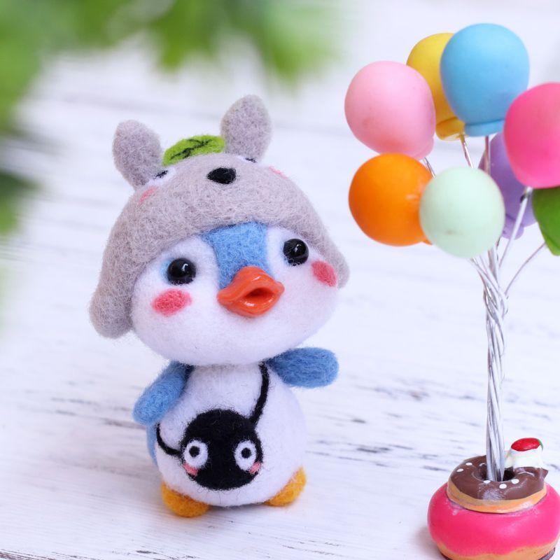 Penguin Wool Felt Crafts DIY Unfinished Poked Set Handcraft Needle Material Bag