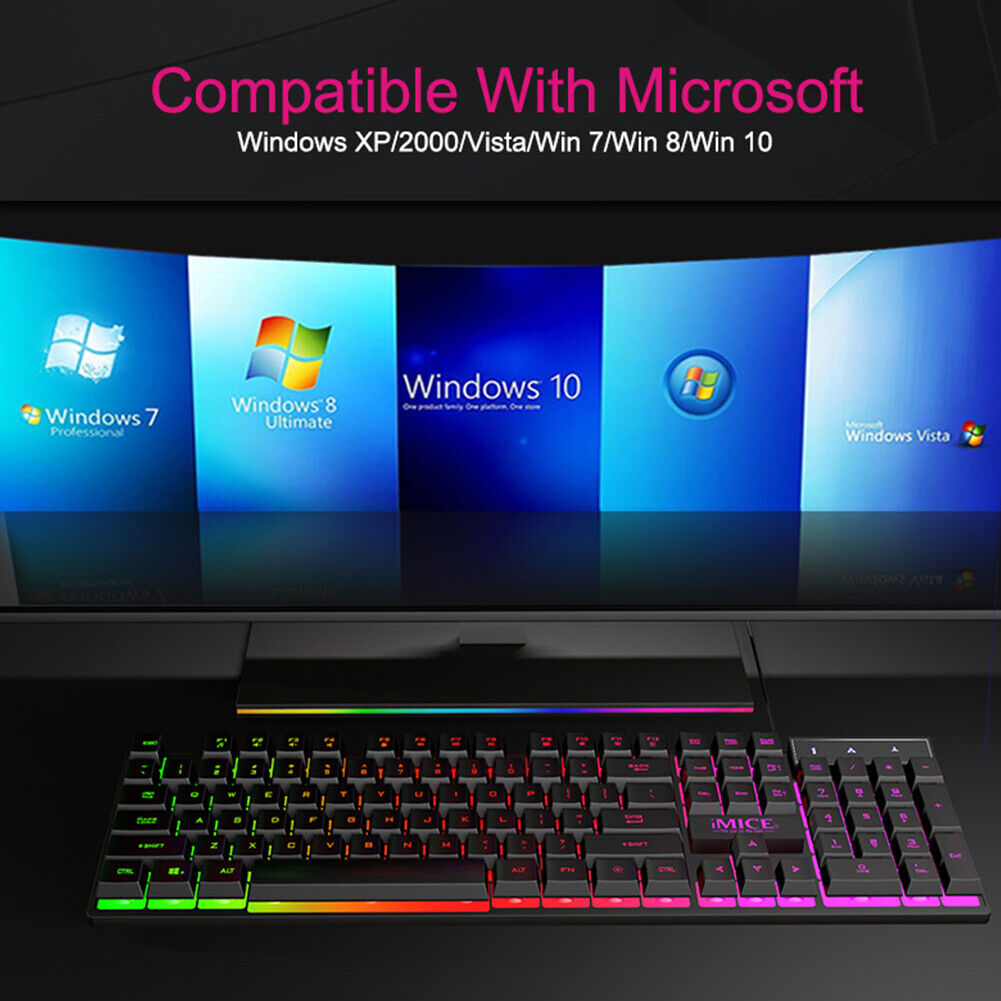 iMICE AK-600 Gaming Keyboard Rainbow Backlit USB Wired Computer Keyboard