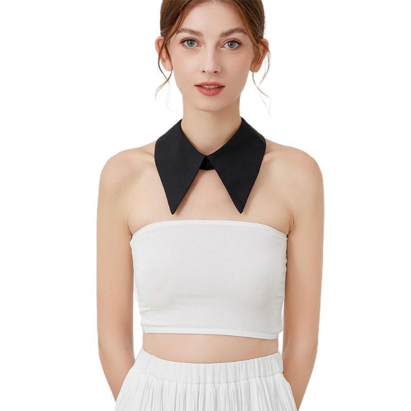 Women Girls Faux False Collar Lady Blouse Detachable Black Lapel Choker Necklace