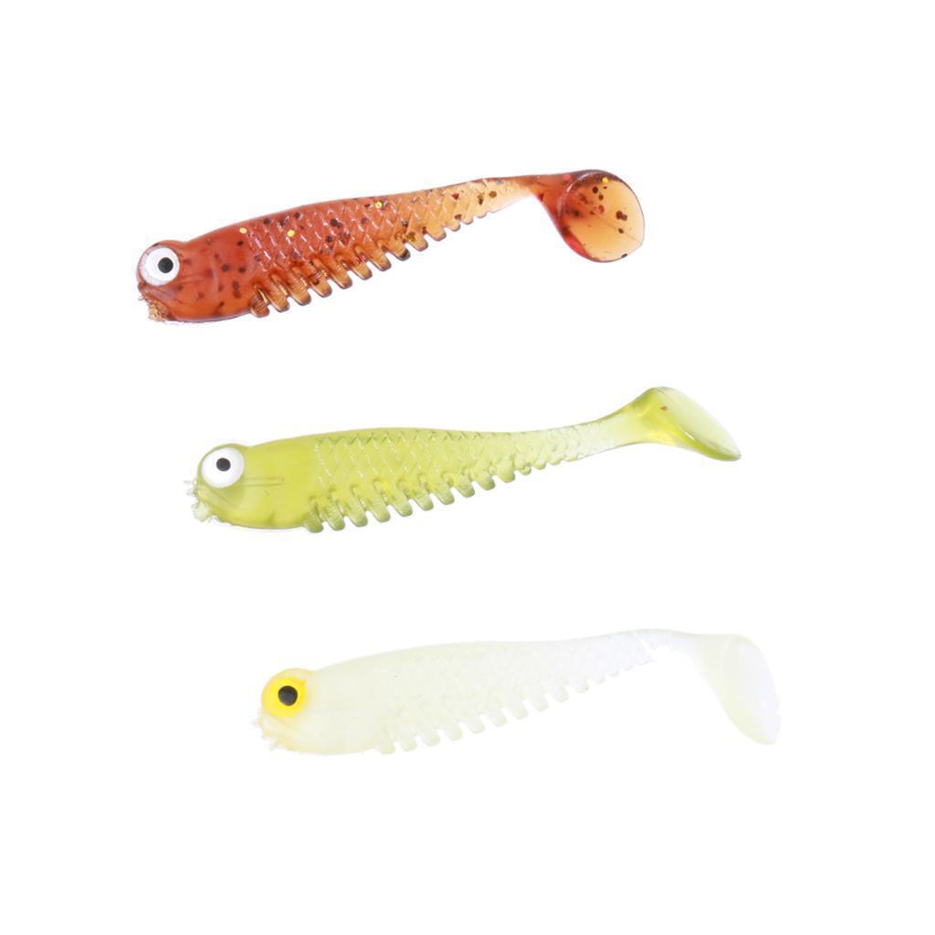 Pack of 3 Soft Crankbait Minnow Poper Bass Baits Luminous Fishing Lure