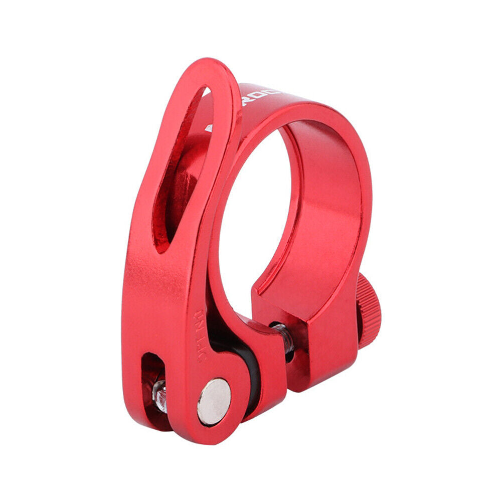 MTB Bike Road Quick Release Seat Post Clamp Saddle Tube Clip (Red 34.9mm)