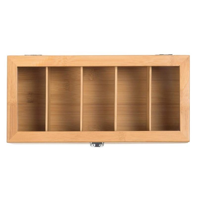 Multi-purpose Tea Box Organizer with 5 Deep Compartments for Tea Bags