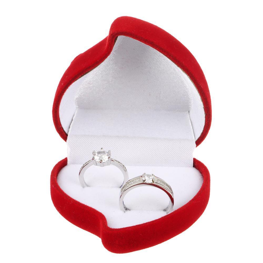Exquisite Ring Display Box Double Ring Storage Box Velvet Jewelry Box Red Rose