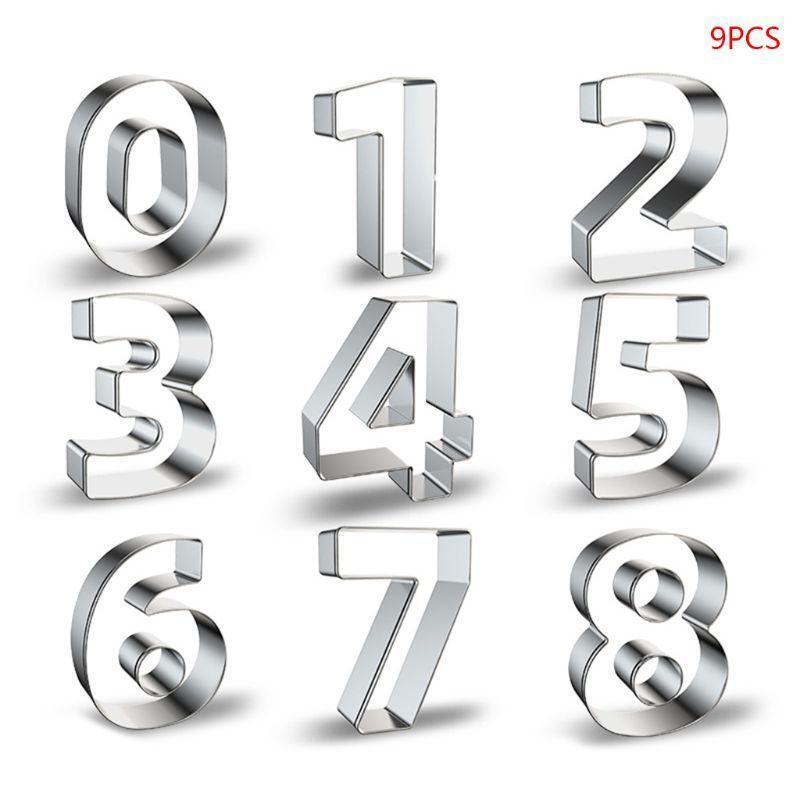 9 Styles Stainless Steel Cookie Cutter Mold Numbers Biscuit Mould DIY Fondant