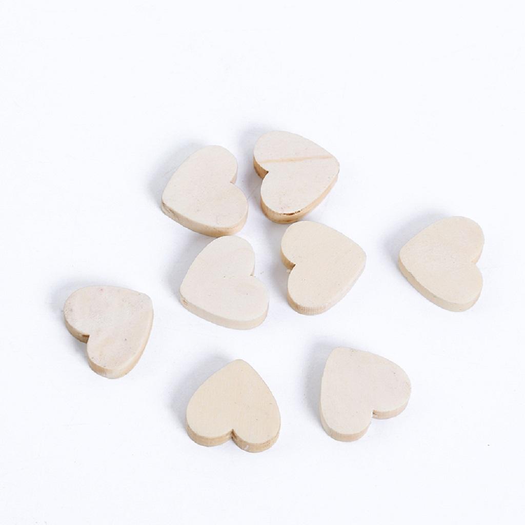 50Pcs Natural Wood Spacer Loose Beads Love Heart Charms DIY Jewelry Findings