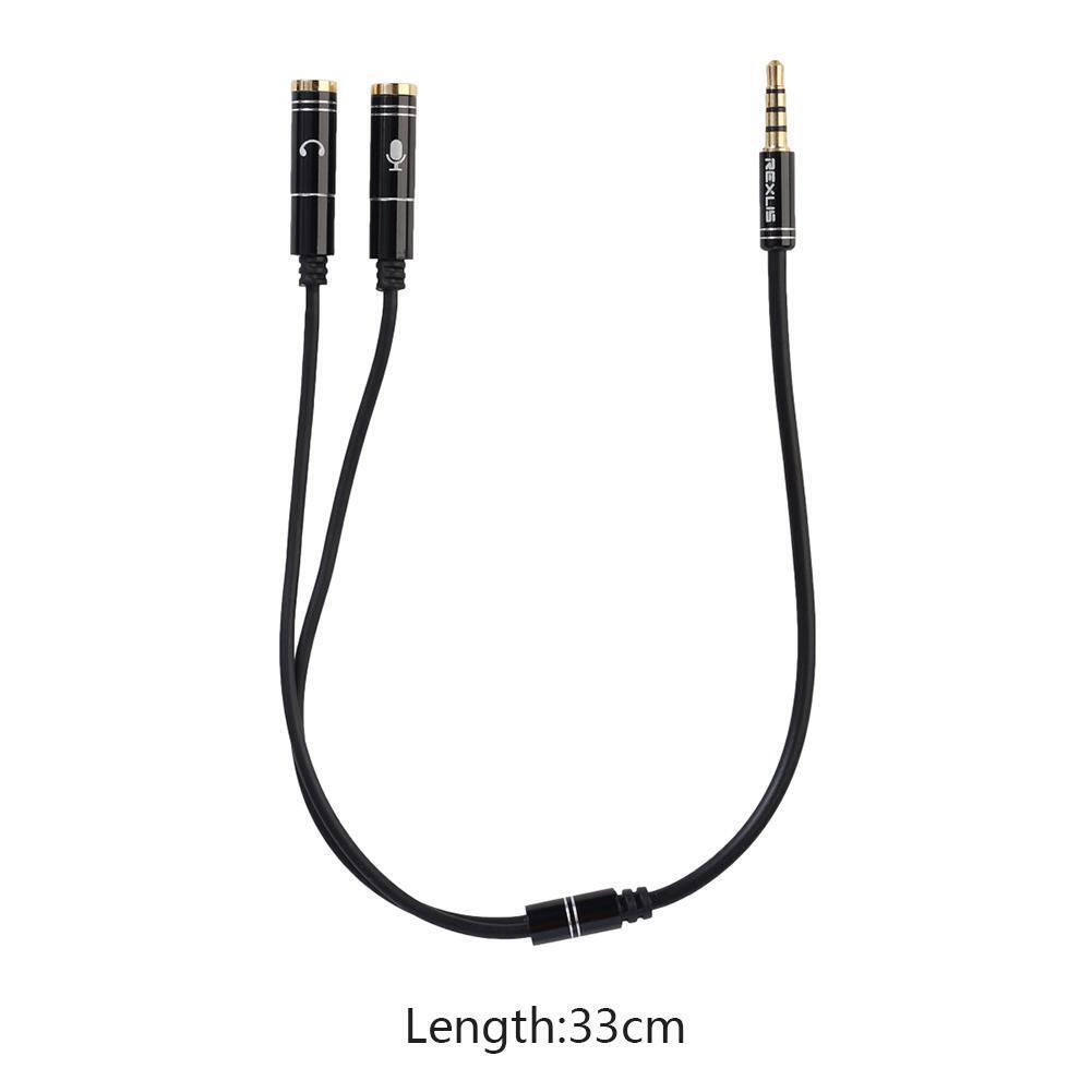 3.5mm Male to Headphone+Mic Audio Splitter Cable for Phone PC Tablet