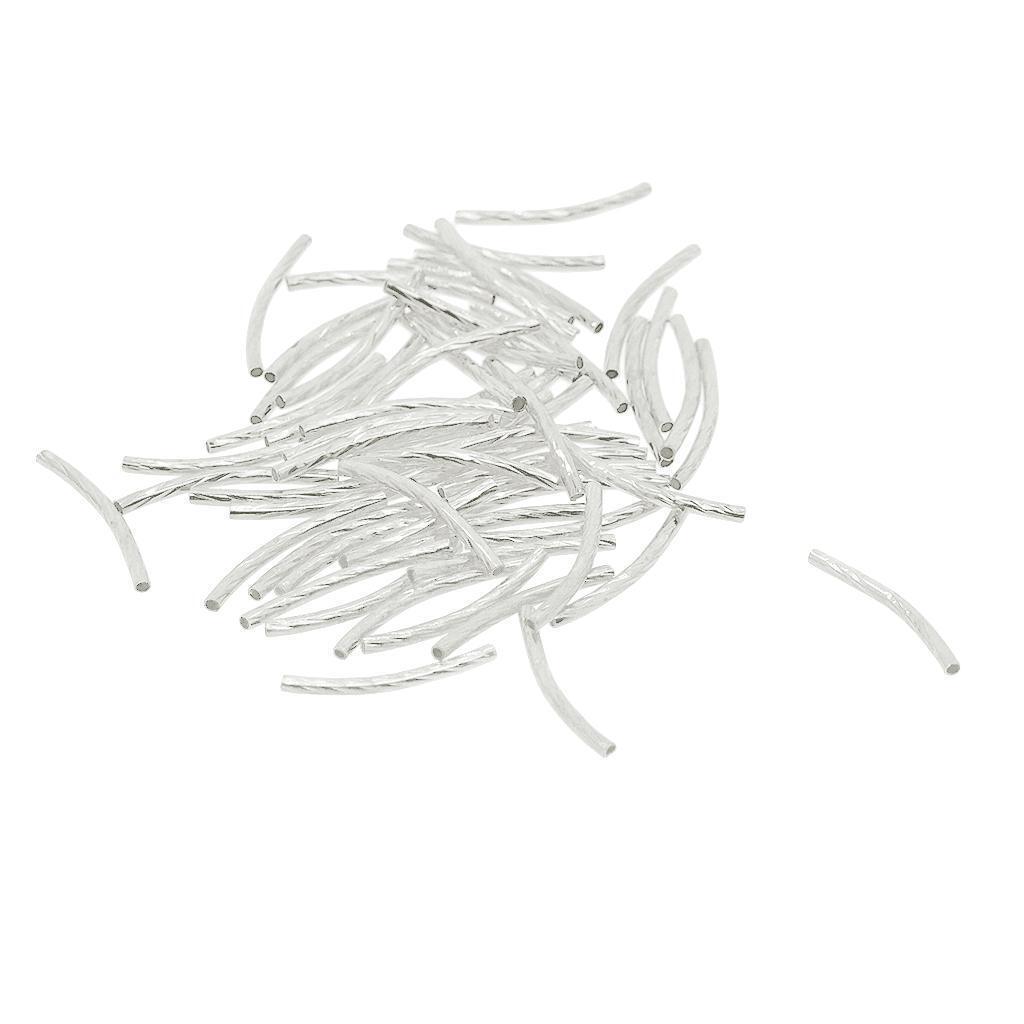 400Piece Engraved Curved Tube Noodle  Jewelry Making 25x2mm