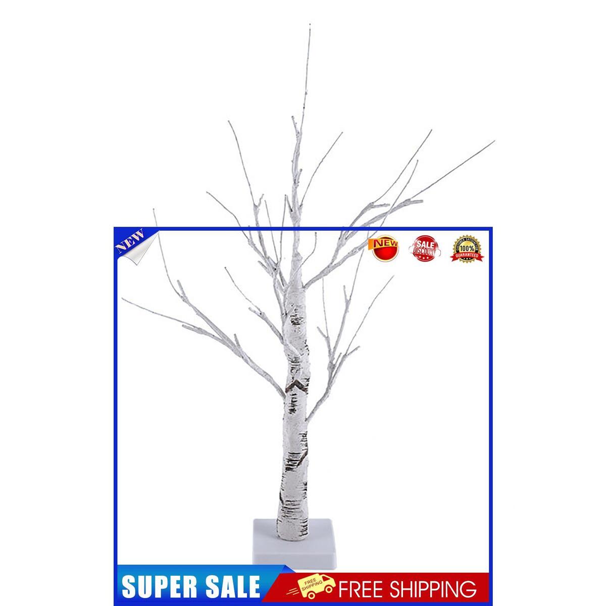 Birch Tree Lighted 24 LED Warm White Tabletop Light up Fairy Tree Lamp
