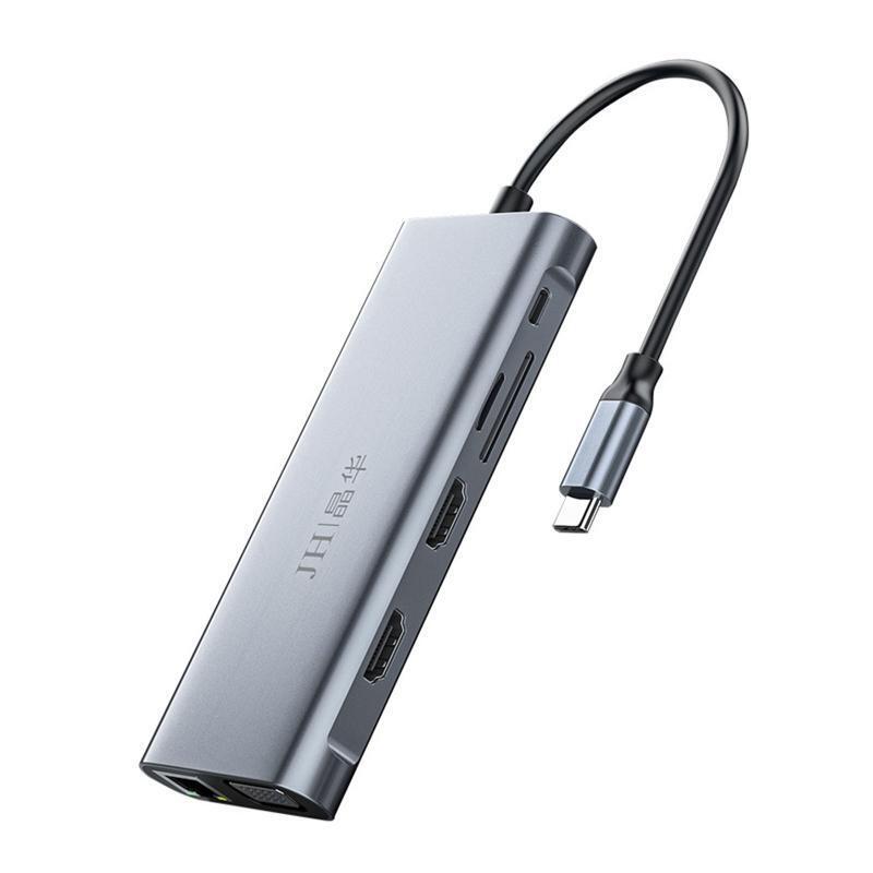 USB C Docking Station 12 in 1 Hub Adapter with HDMI-compatible 4K+VGA+USB 3.0