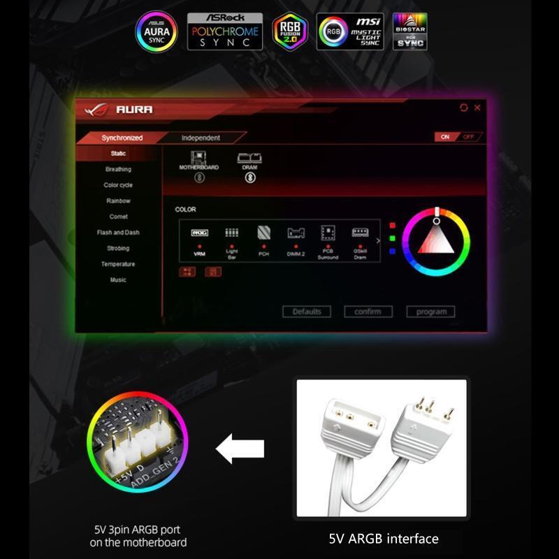 PC Cases Fans CPU Coolers,Colorful Radiators System 120mm Adjust RGB Cooling Fan