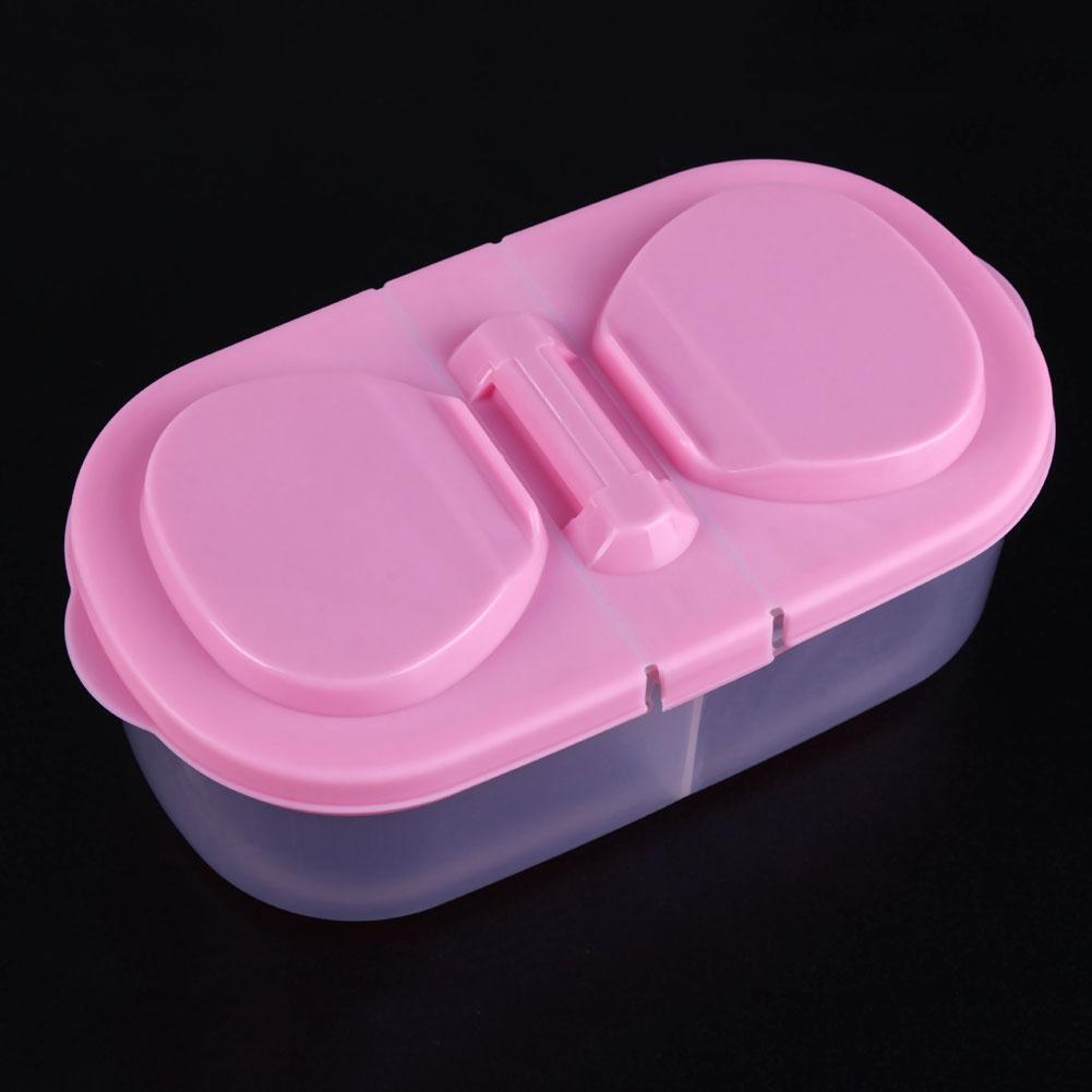 2 Grid Food Storage Box Nut Cosmetics Stationery Holder Home Organizer(Pink