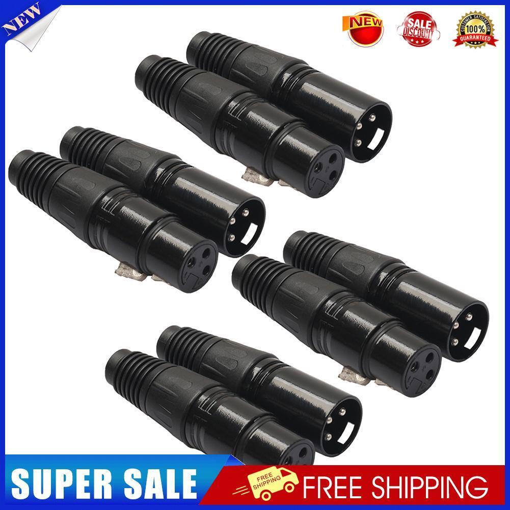 Black 8pcs 4 Male 4 Female XLR 3Pin Microphone Audio Cable Connectors Plugs