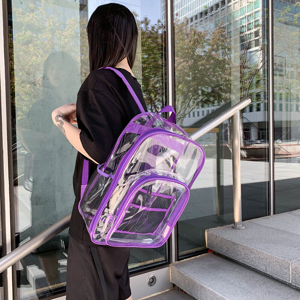 Fashion Women Clear Knapsack Students Preppy Style Large Backpacks (Purple)