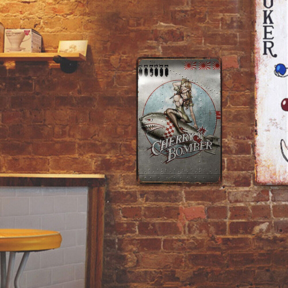 Cherry Bomber Metal Sign Plaque Wall Posters Home Art Painting Decorations