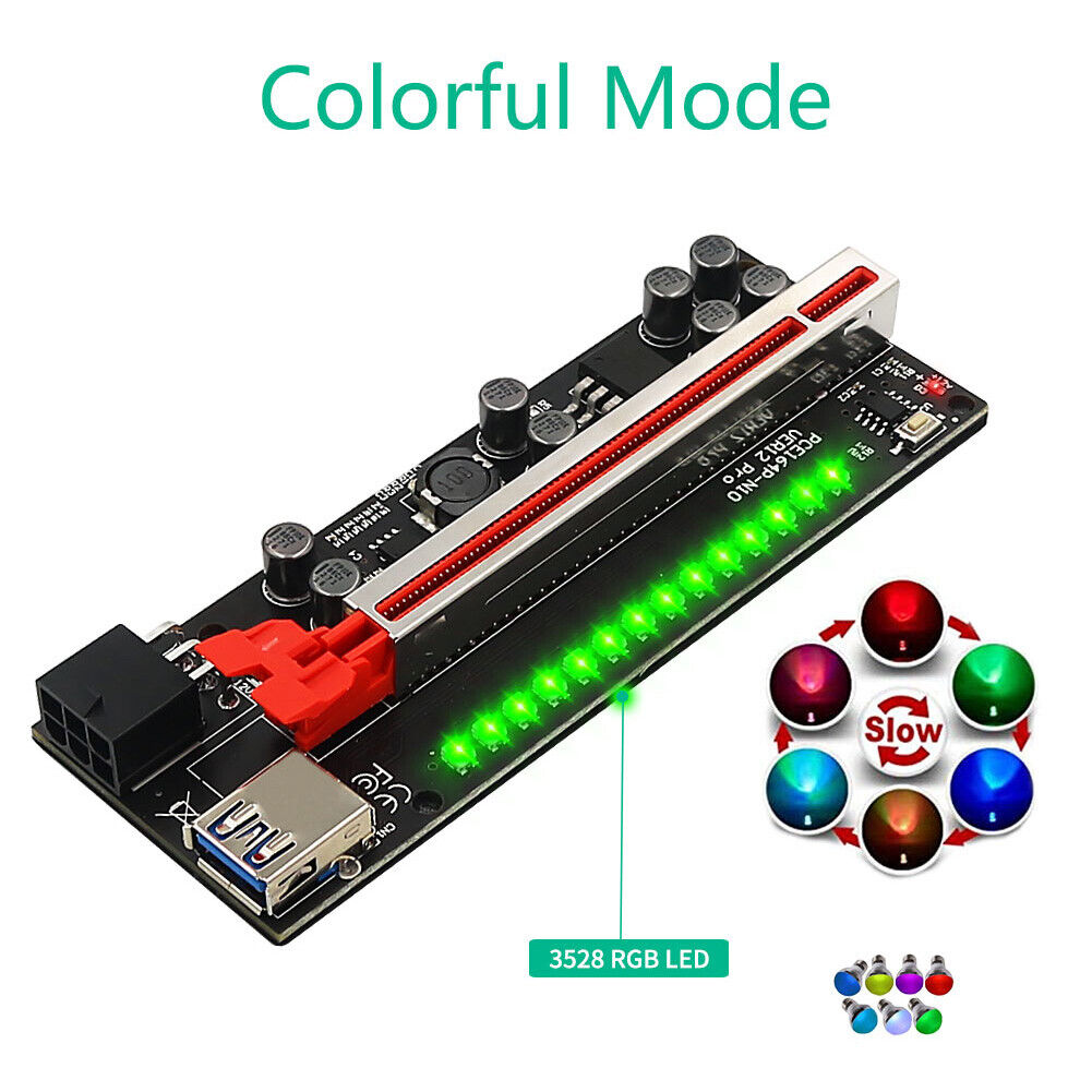 Ver12 Pro PCIE 1X to 16X Riser Graphics Card Extension for Bitcoin Mining