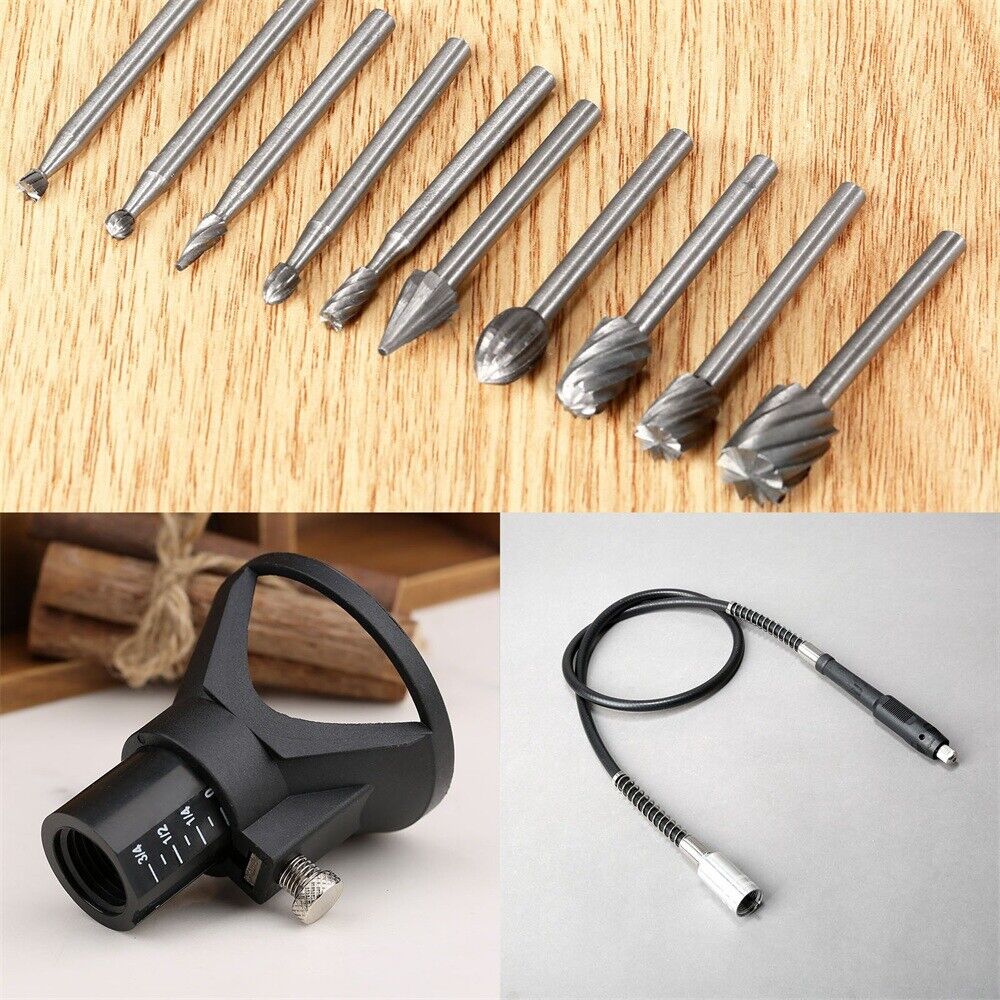 Grinder Accessories HSS Drill Bits & Flexible Shaft Rotary Tool Kit 12pcs C6B