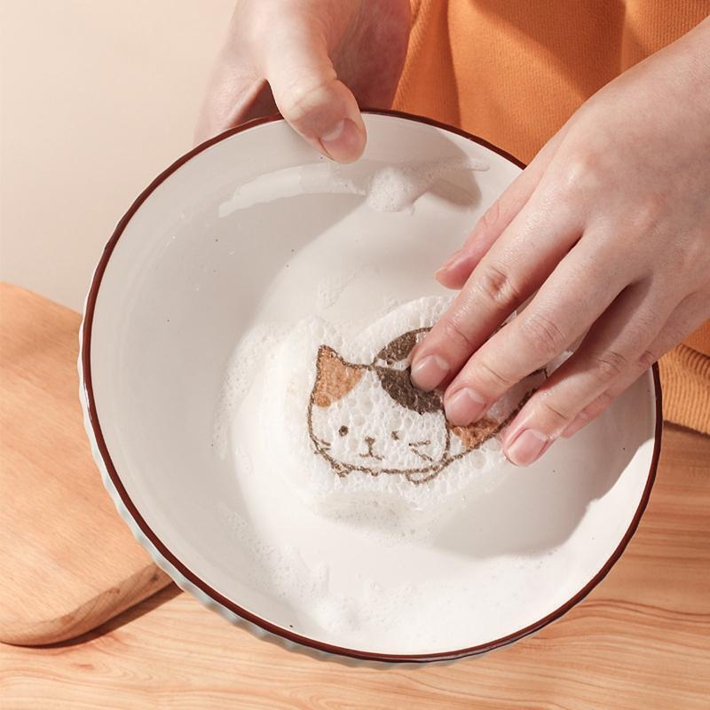 5pcs Non-stick Cartoon Animal Compressed Wood Pulp Cotton Sponge Magic Towel Rag
