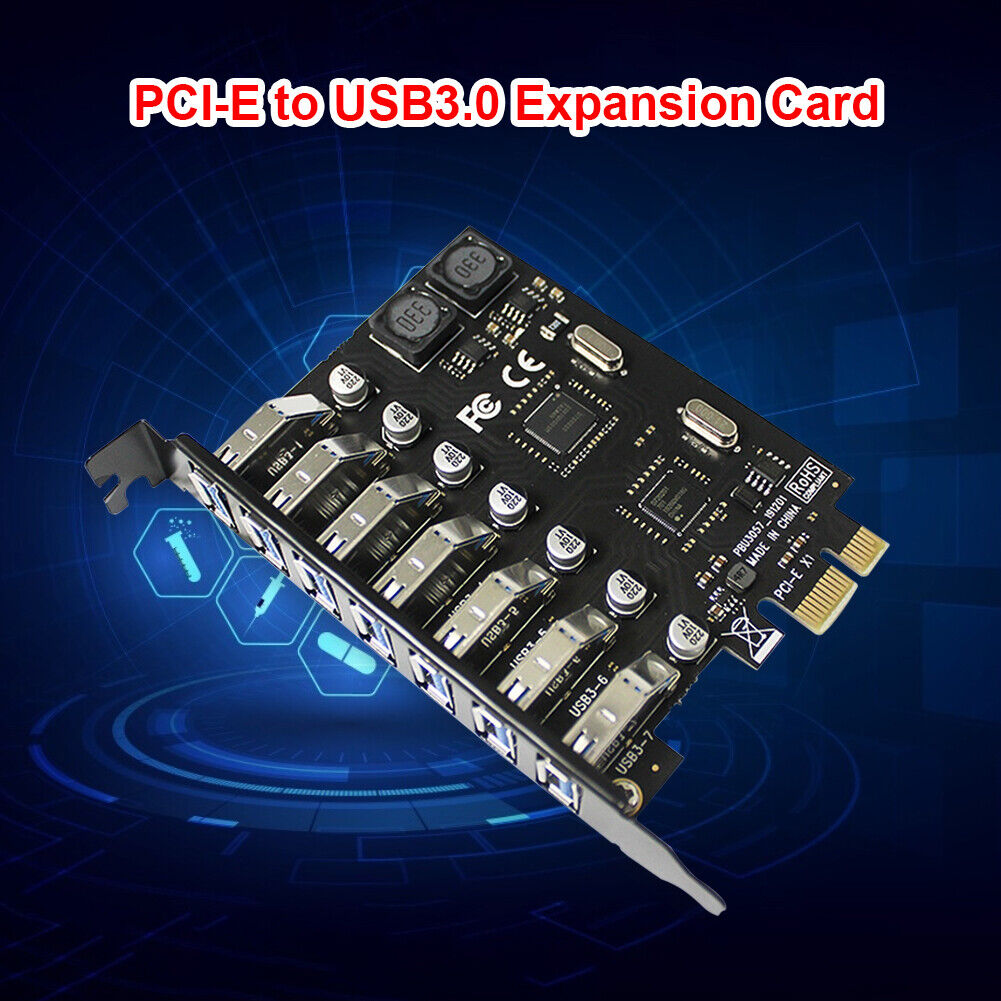 USB PCI-E Expansion Card High Speed 7 Ports USB 3.0 PCI Express HUB Adapter