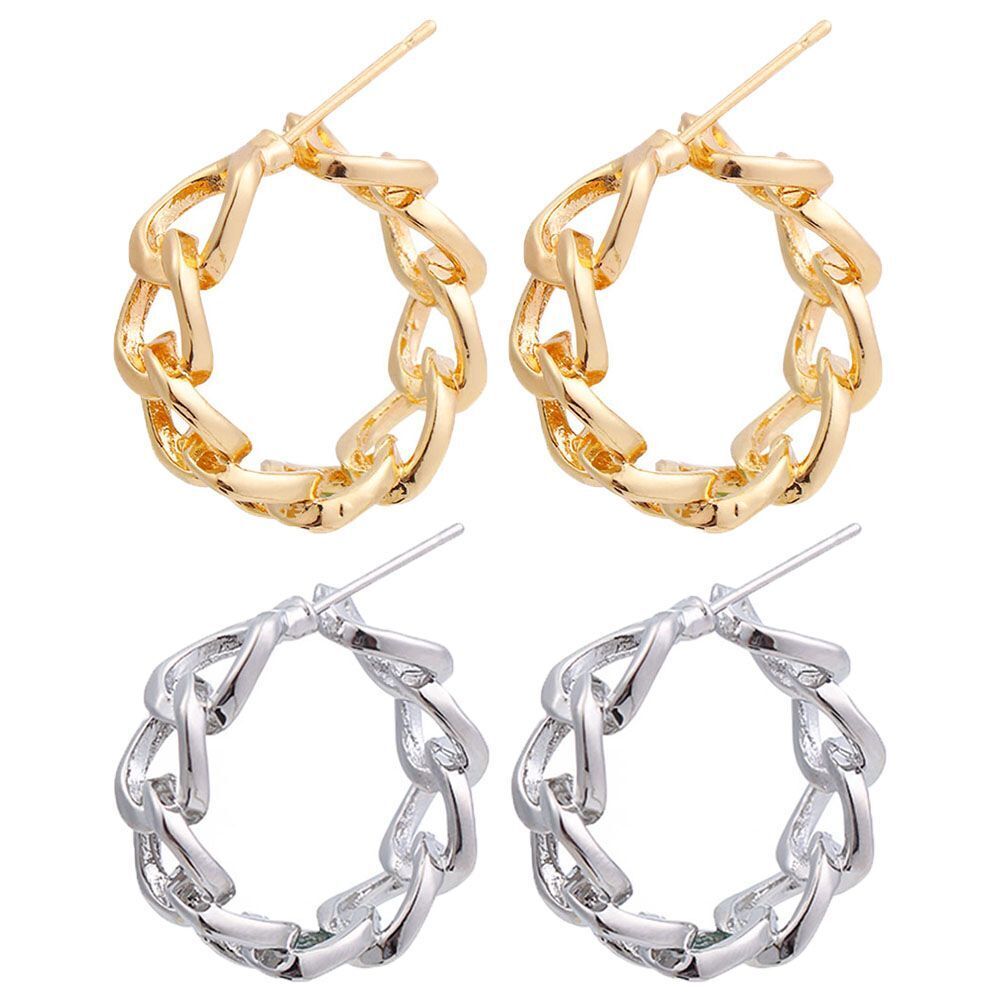 color Jewelry Metal Wedding Hollow Chain Round Earrings Hoop Earrings Geometric