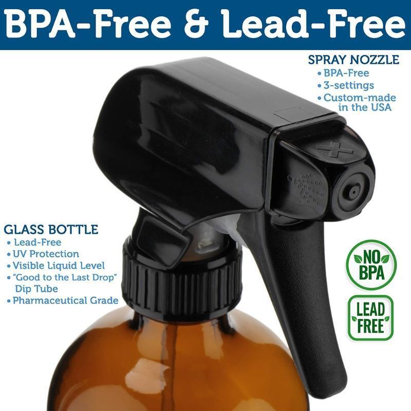 2pcs 500ml Empty Amber Glass Spray Bottles Refillable Container Trigger Sprayer