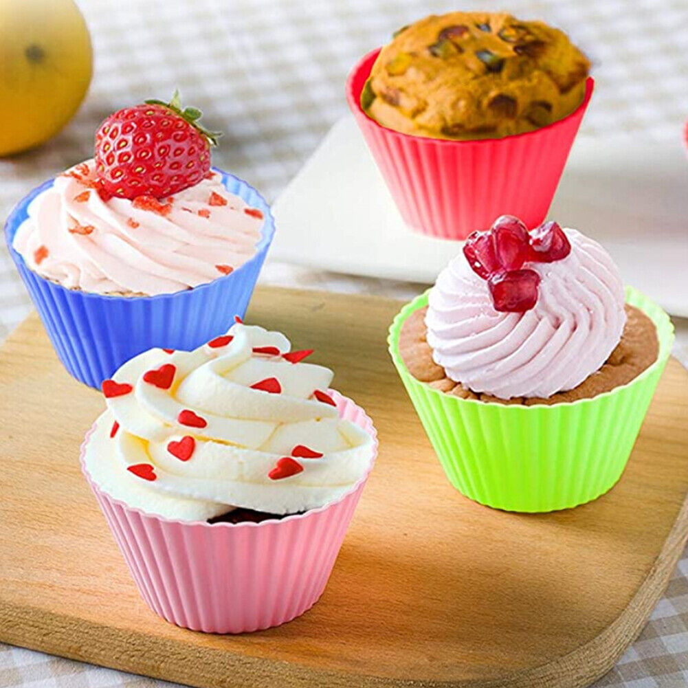 12x Muffin Cupcake Liner Silicone Baking Cooking Molds Cake Decorating Tool