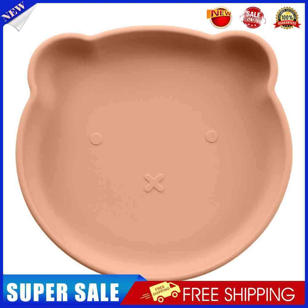Children Dishes Baby Silicone Sucker Feeding Bowl Kid Dining Plate (Red)
