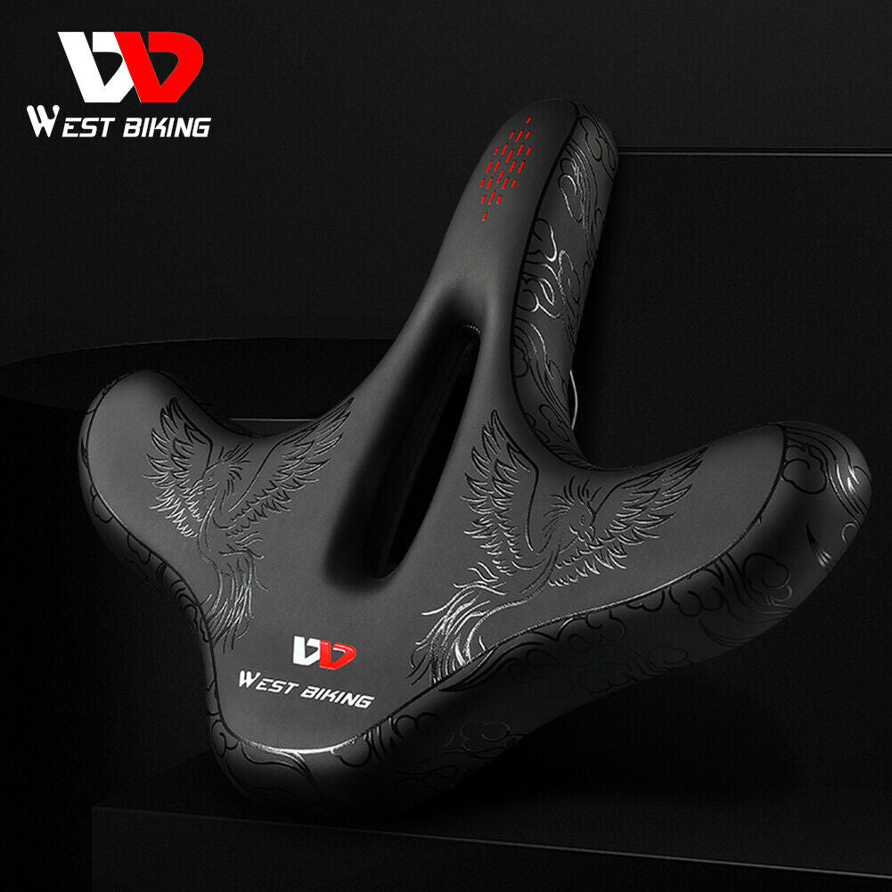 WSET BIKING Widened MTB Bike Saddles Hollow Breathable Bicycle Seat Cushion