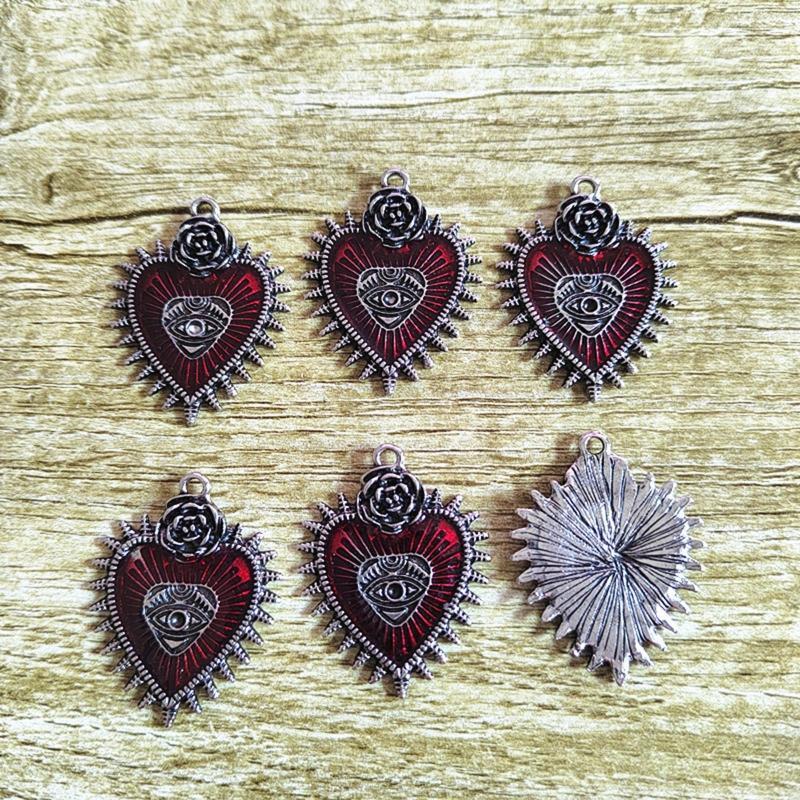 5x Heart Eye Gothic Pendant Alternative Steampunk Necklace Ornament DIY Jewelry