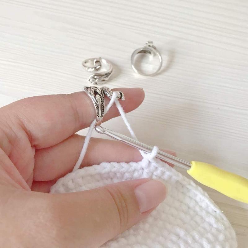 10 Pieces Adjustable Knitting Loop Ring Crochet Loop Thimble Knitting Accessorie