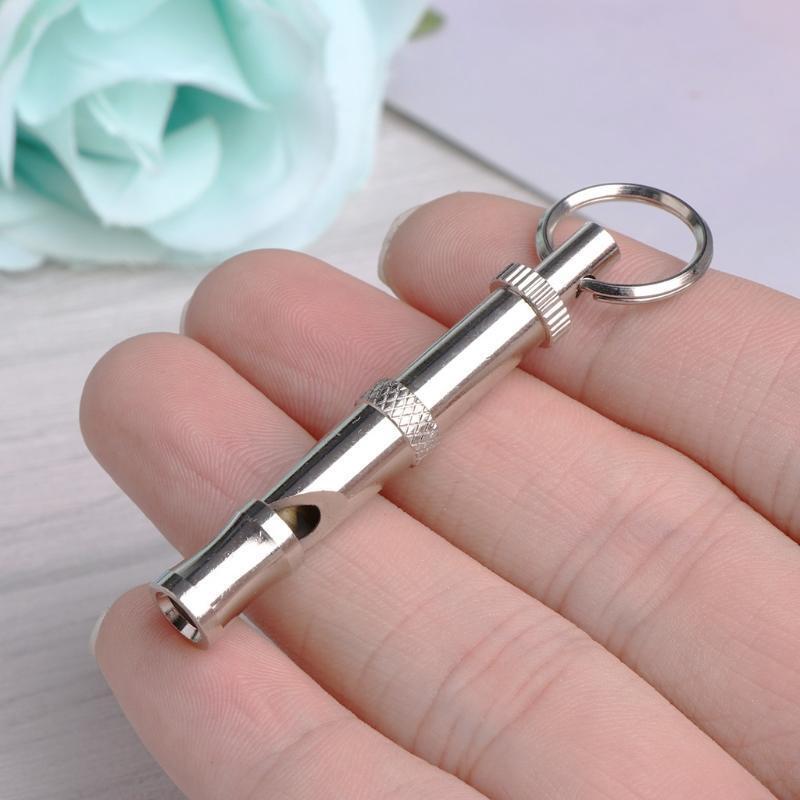 Metal Dog Whistle with Keychain Ring Dogs Training Whistles for Pet Dog Outdoor